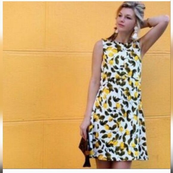 Zara Basic Women's Lemon citrus Print Shift Dress Sz S - Picture 3 of 8